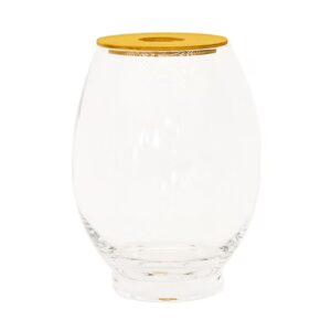 Glass Barrel Vase with Wooden Lid