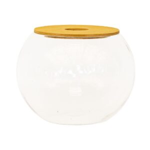 Glass Fish Bowl Vase with Wooden Lid